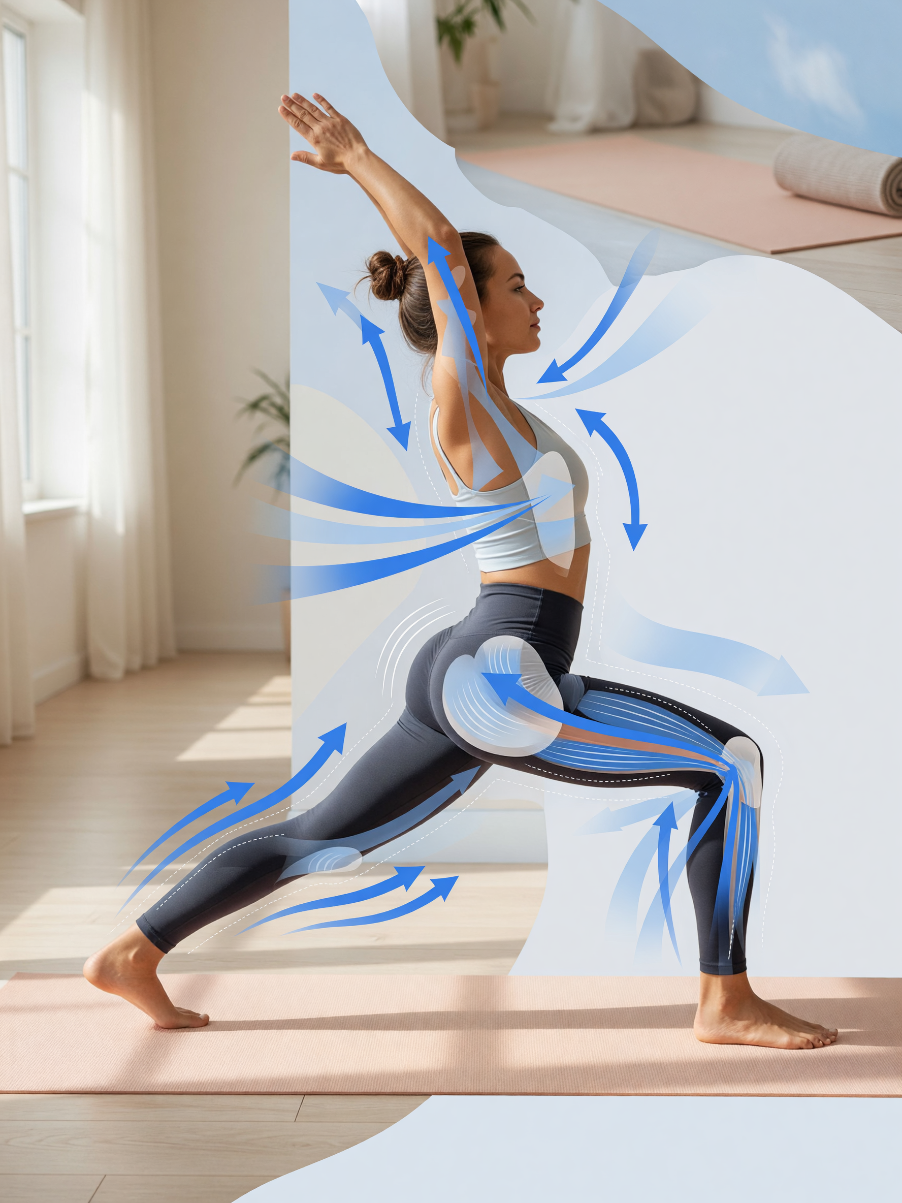 Woman practicing yoga in high waisted leggings