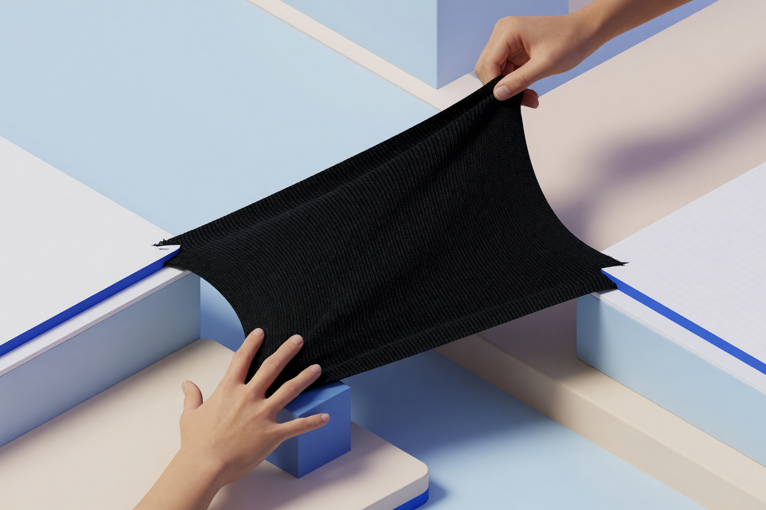 Close-up stretch test of squat proof legging fabric